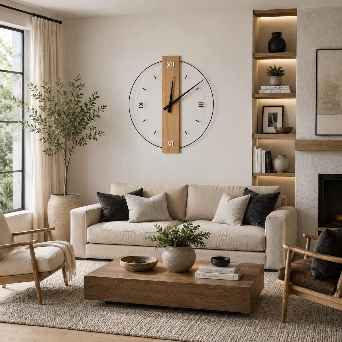 Large Wood Frame Wall Clock