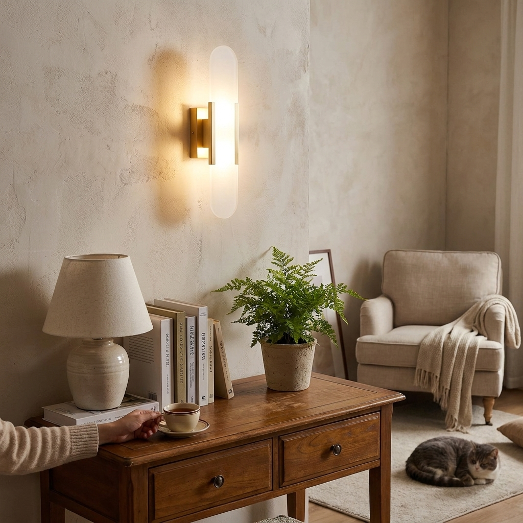 Oblong Alabaster Wall Sconce
