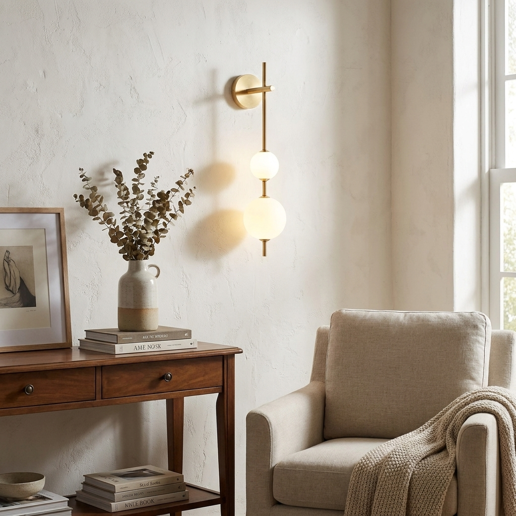 Perla Stacked Orb Sconce in use