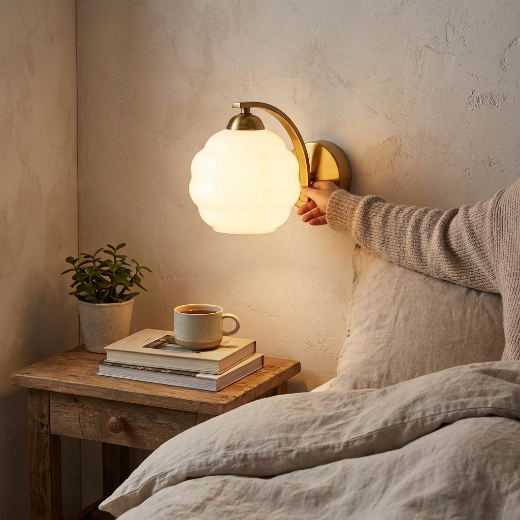 Art Deco Vintage Wall Lamp in use