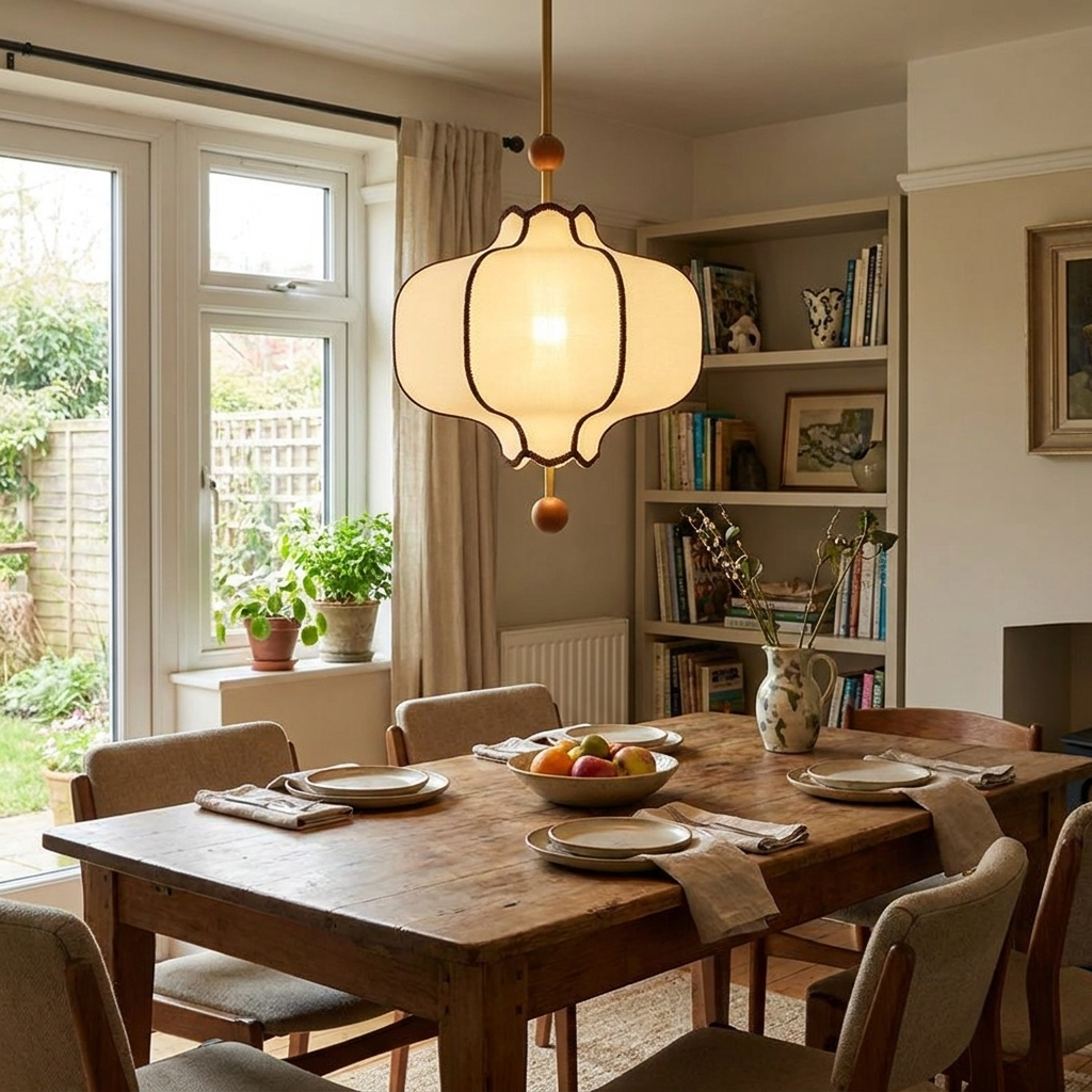Lantern Fabric Pendant Light in use