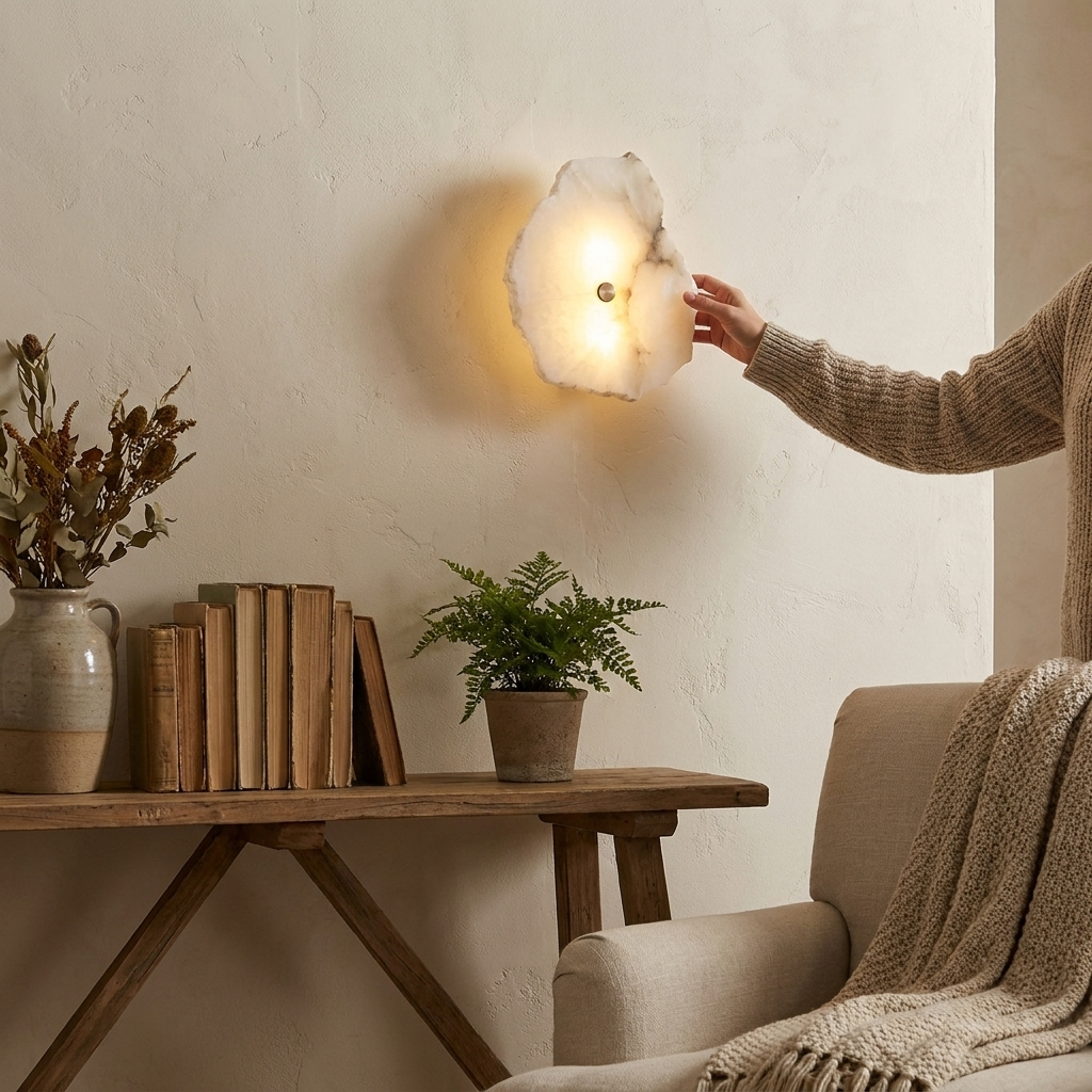 Petra Alabaster Wall Lamp in use