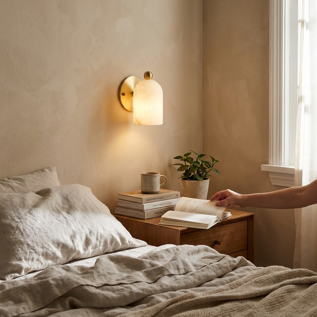 Bombelles Alabaster Wall Lamp in use