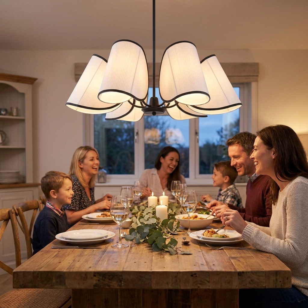 Rory Fabric Chandelier in a styled interior setting