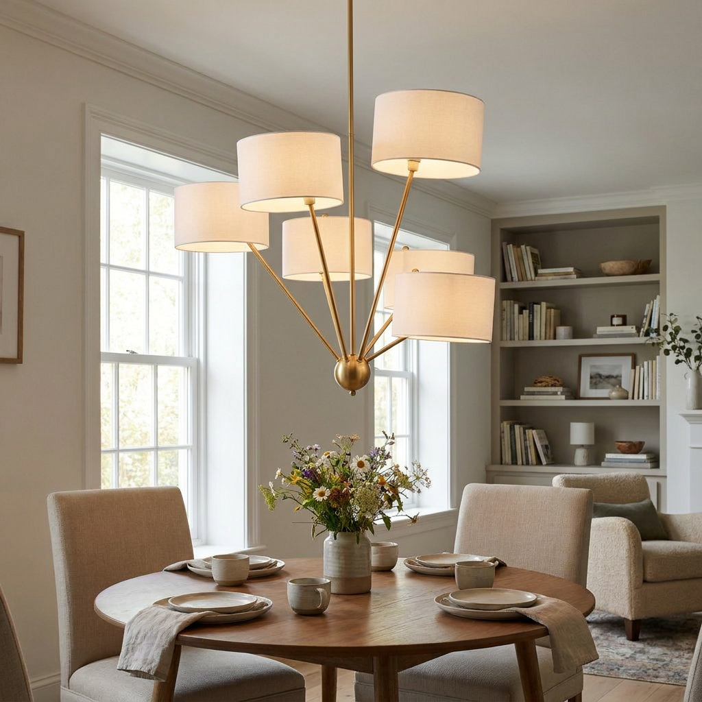 Mantis Fabric Chandelier in a styled interior setting