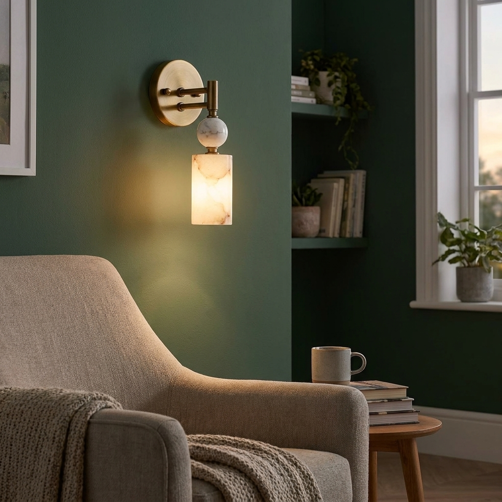 Kingston Marble Wall Lamp in a styled interior setting
