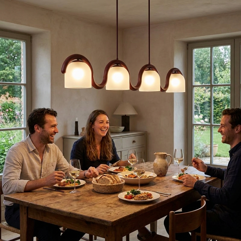 Lenox Linear Glass Chandelier in a styled interior setting