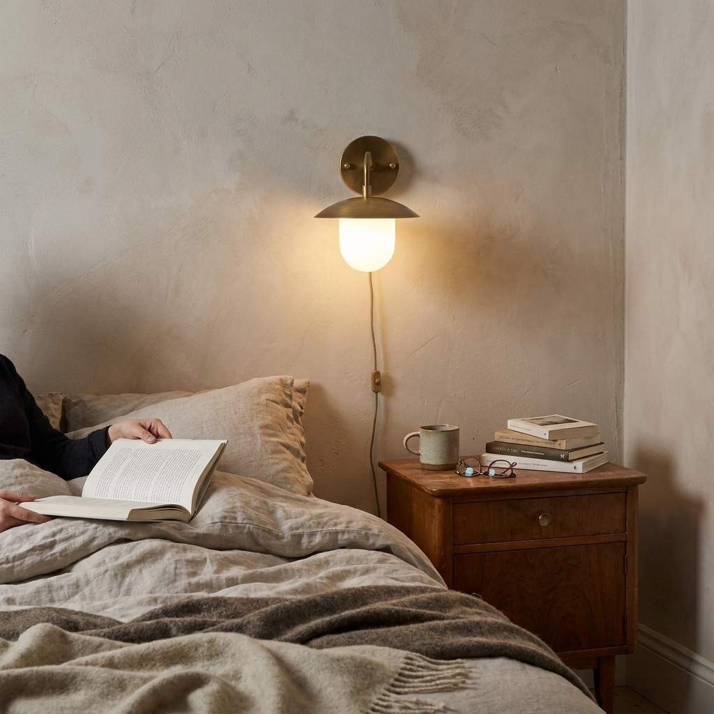Marie Petite Plug-in Wall Sconce in a styled interior setting
