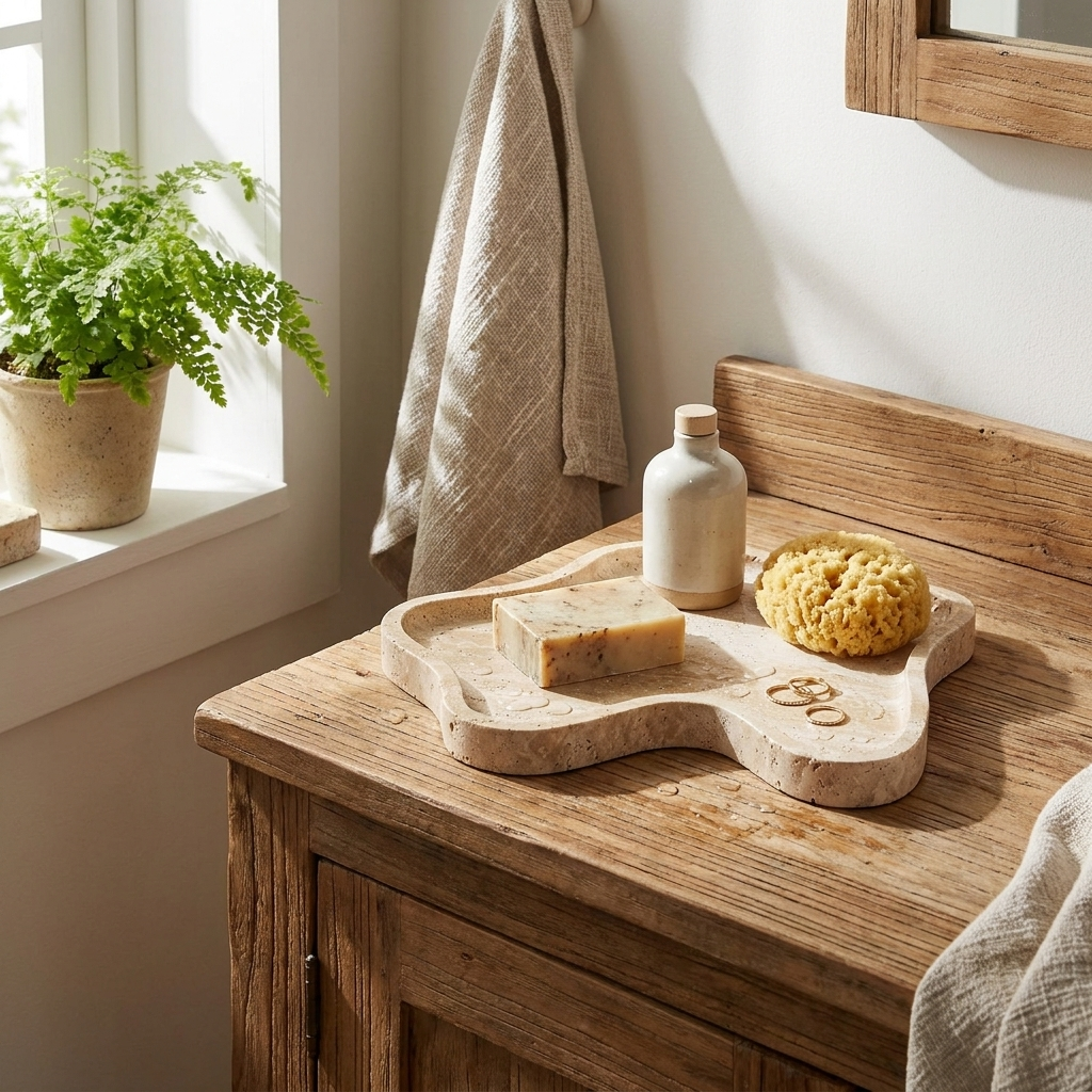 Arya Stone Tray in a styled interior setting
