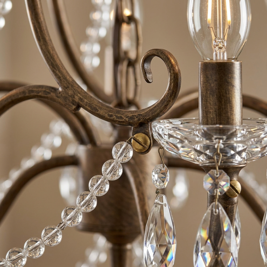 Beaded Crystal Candle-Style Chandelier material detail close-up