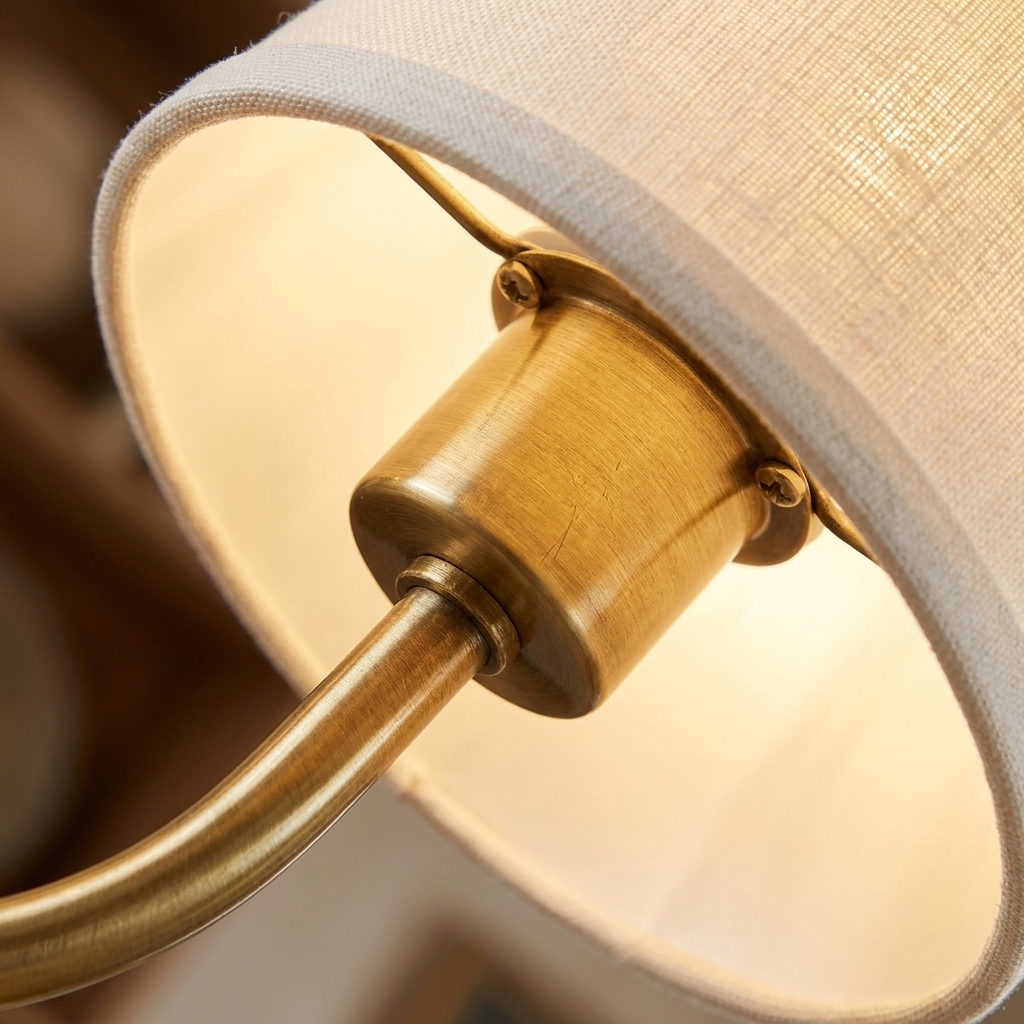 Harrow Aged Brass & Linen Chandelier material detail close-up