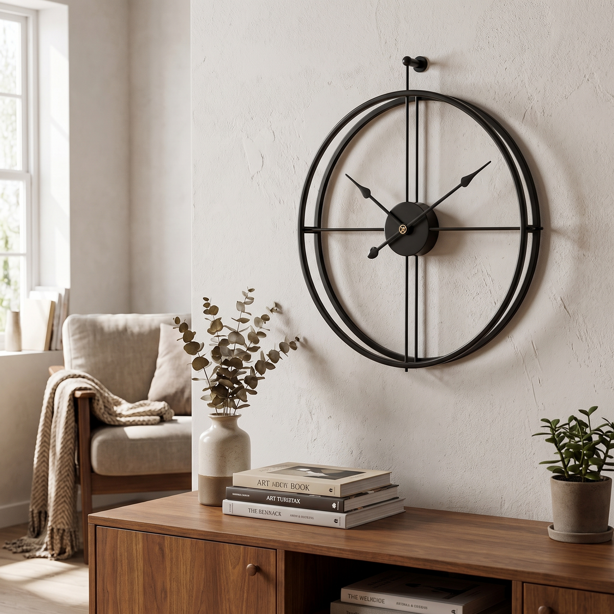 Arlo Oversized Black Metal Wall Clock