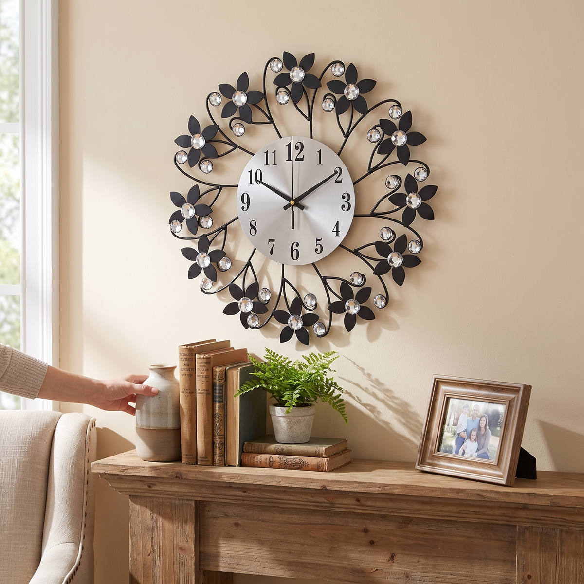 Crystal Bloom Artisan Wall Clock