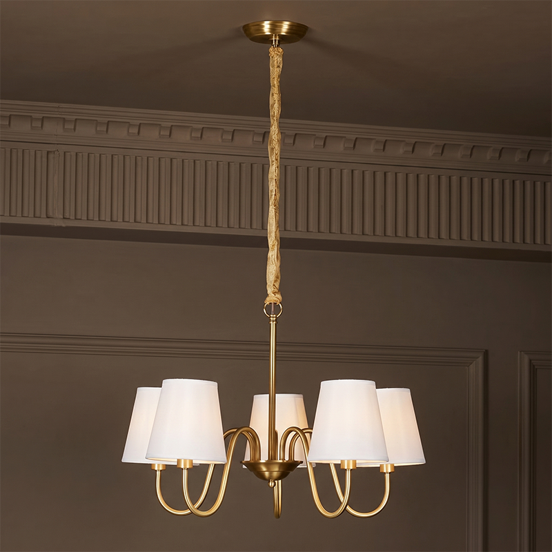 Harrow Aged Brass & Linen Chandelier